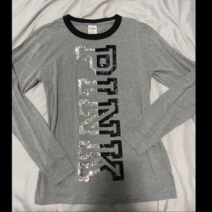 Victorias secret pink gray bling tshirt M